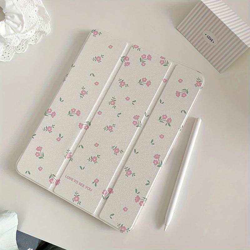 Mirror Floral Pattern Two-in-one Acrylic Mirror Trifold Stand Protective Case For IPad 10.2 Air4 5 Pro11 10th 10.9 9.7