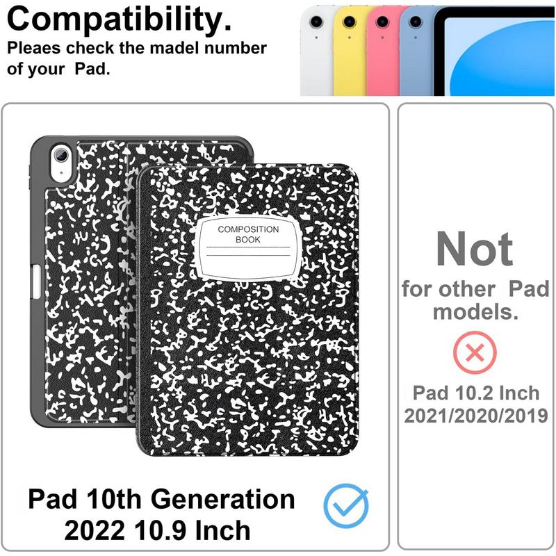 Case for pad 10th Generation 10.9 Inch 2022 with Pencil Holder-[Multi Viewing Angles+Auto Wake Sleep], Folio Stand Case with Soft TPU Back Cover for Pad 10th Gen 2022-Book