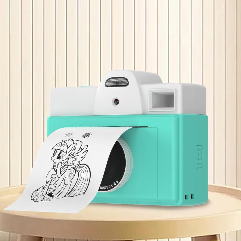 Instant Camera, Rechargeable Digital Camera with 3 Thermal Printing Paper & 3 Self-adhesive Printing Paper & 32G Storage Card, Selfie Toy Camera for Girls & Boys