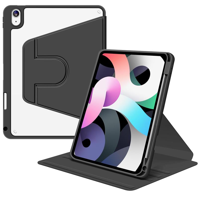 Spring Rotating PU Leather Tablet Case for Summer, Transparent Shell Shockproof Tablet Protective Cover, Tablet & Computer Accessories for iPad 10.9 11inch-for iPad Air4 5 & iPad Pro1 2 3 4 5 6