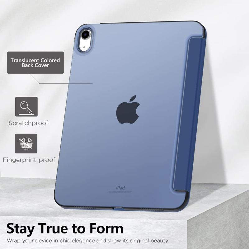 Case for Ipad 10Th Generation 10.9 Inch 2022, Slim Stand Protective Cover with Hard PC Translucent Back Shell Cover for Ipad 10Th Gen 2022, Support Touch ID, Auto Wake Sleep, Navy Blue MoKo MoKo MoKo MoKo