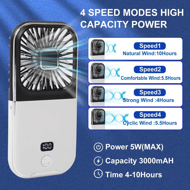 Portable Mini Fan with Phone Holder, USB Rechargeable Digital Display Fan with Power Bank Function, Foldable Personal Handheld Fan for Travel Outdoor Driving Office