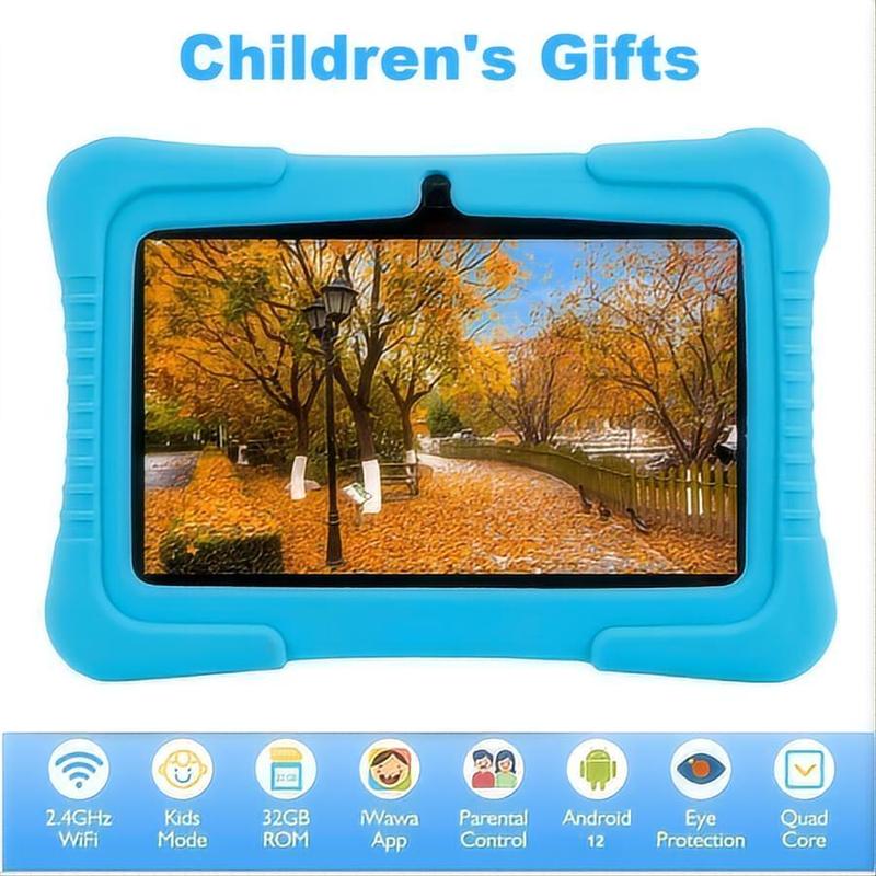 7 Inch Tablet, Android 12 2GB RAM 32GB ROM Tablet with Shockproof Case, Parental Control Tablet, Educational Tablet for Boys & Girls