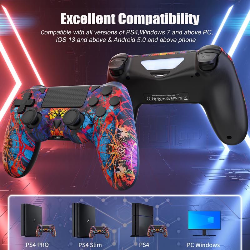 2 Pack Wireless PS4 Controller, Support Turbo Function Compatible with PlayStation 4  PlayStation 4 Slim PlayStation 4 Pro Windows PC Accessories Android ps4