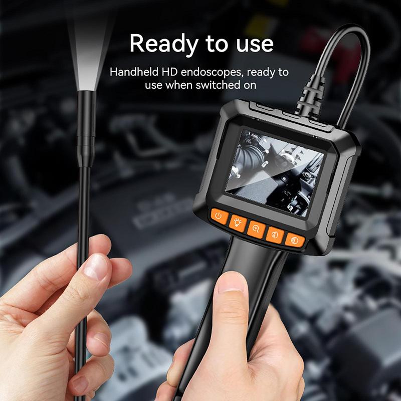 Professional Industrial Endoscope, Waterproof Endoscope Camera with Light, 1080P HD Inspection Camera, Snake Camera with Semi-rigid Cord, Measuring Tools