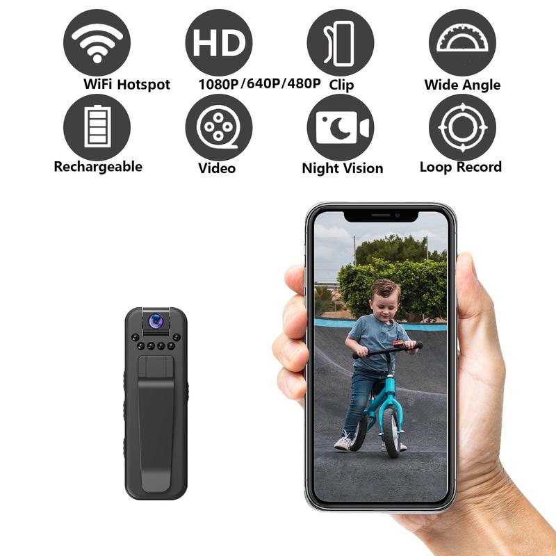 Wireless 1080P Vlog Body Camera, Wearable Body Cam with Night-Vision & 180° Rotation Lens, Vlogging Camera, Portable Sport DV Camcorder for Outdoor Sport Skiing Cycling Hiking