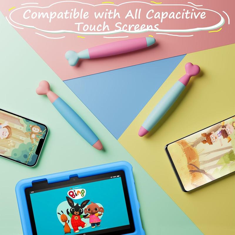 Kids Stylus Pens for Fire HD Kids Tablet, 3 Pack Stylus for Kids with Durable Rubber Tips, Compatible with Fire Tablet, Fire Max Tablet, iPad, iPhone, Android Tablets, All Tablets and Phones