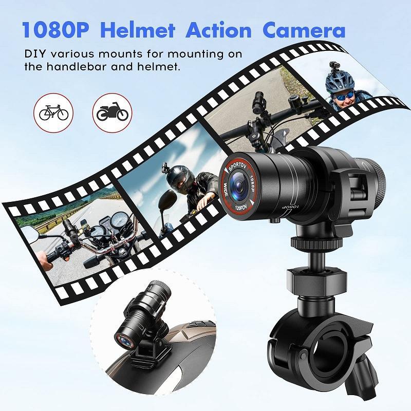 Wearable Helmet Sports Camera, 1080P Sports Action Camera, Outdoor Sport Video Camcorder for Motorcycle, Bike, Cycle, Waterproof Helmet Recorder Machine