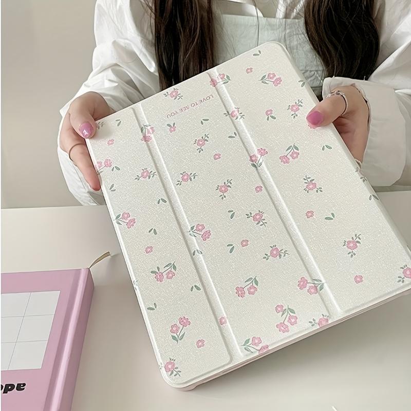 Mirror Floral Pattern Two-in-one Acrylic Mirror Trifold Stand Protective Case For IPad 10.2 Air4 5 Pro11 10th 10.9 9.7