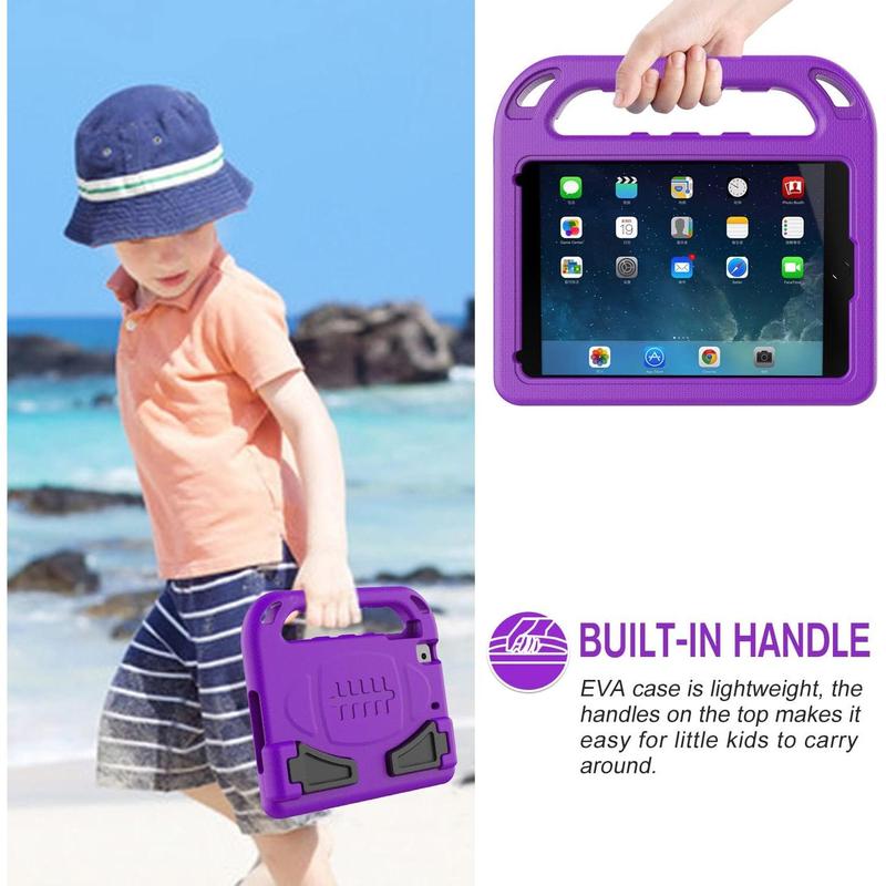 Case for iPad Mini 1 2 3 4 5 7.9-inch, Light Weight Shockproof Handle Kickstand Cover for iPad Mini 5th 4th 3rd 2nd 1st Generation, Purple