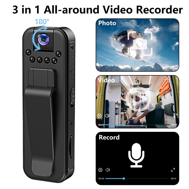 Wireless 1080P Vlog Body Camera, Wearable Body Cam with Night-Vision & 180° Rotation Lens, Vlogging Camera, Portable Sport DV Camcorder for Outdoor Sport Skiing Cycling Hiking