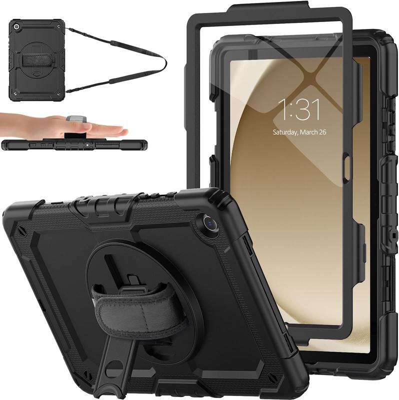 Case for Galaxy Tab A9+ Plus, A8, A7 Lite with Screen Protector Pen Holder Stand Shoulder Strap Handle Grip