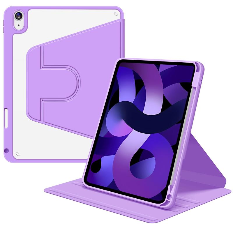 Spring Rotating PU Leather Tablet Case for Summer, Transparent Shell Shockproof Tablet Protective Cover, Tablet & Computer Accessories for iPad 10.9 11inch-for iPad Air4 5 & iPad Pro1 2 3 4 5 6