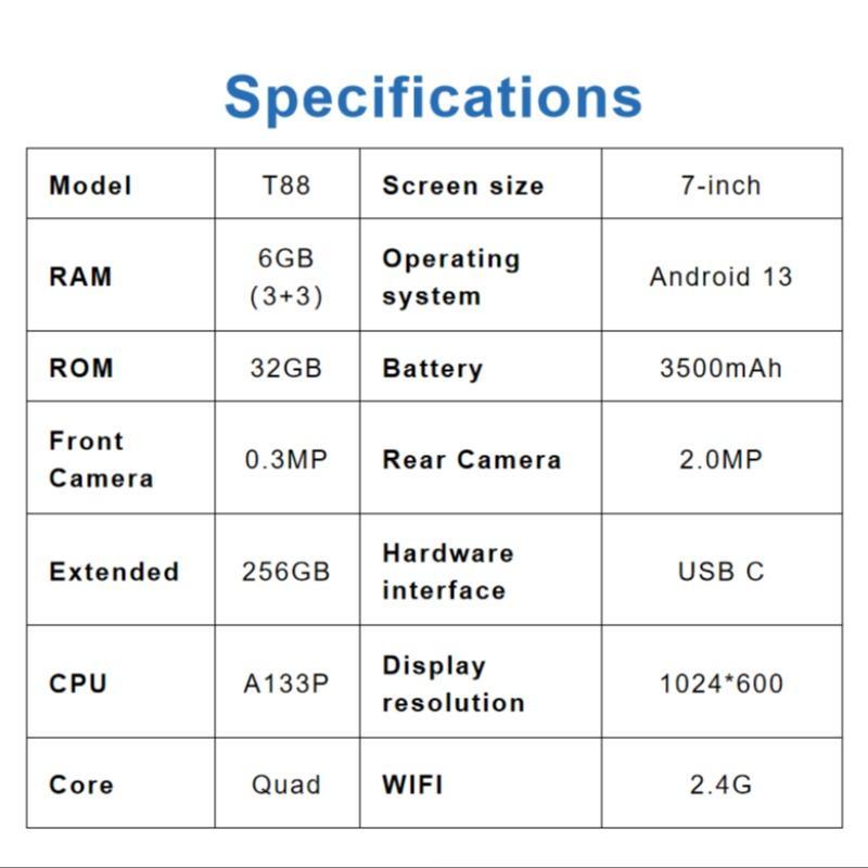 YOBANSE 7 Inch Android 13 Tablet PC, Parental Control Tablet with Shockproof Case, WiFi Tablet with 6(3+3)GB RAM 32GB ROM, Tablet for Home Office