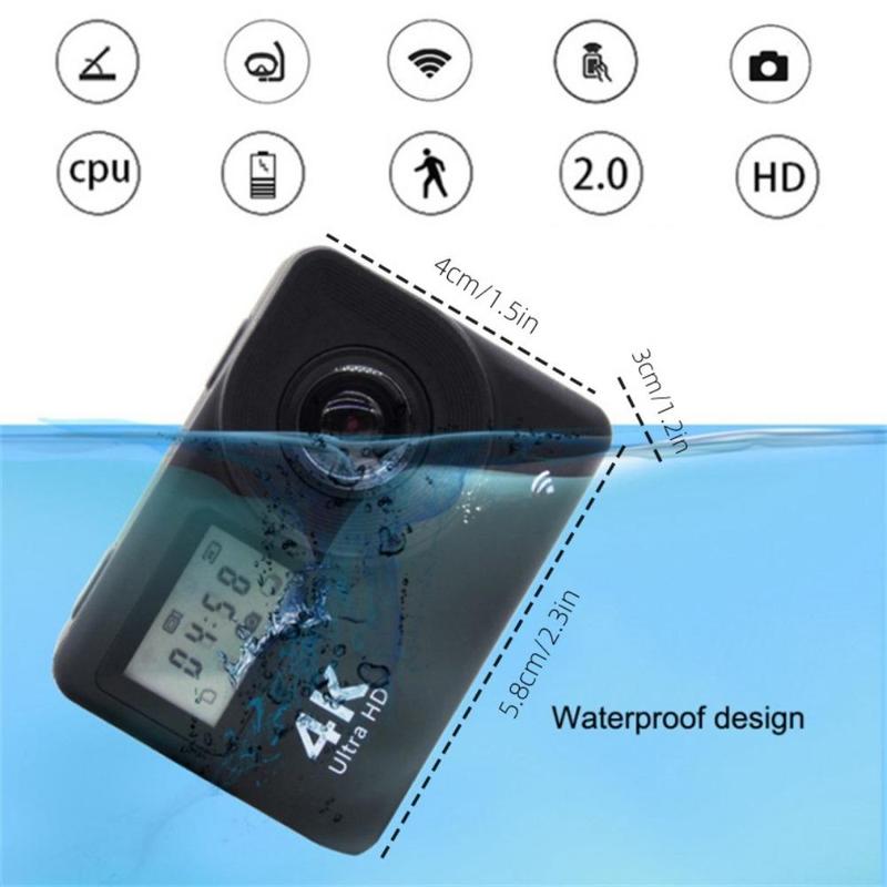 4K Waterproof Action Camera, 2.0inch Screen WiFi Outdoor Diving Camera with Remote Control, Action Camera for Home & Outdoor