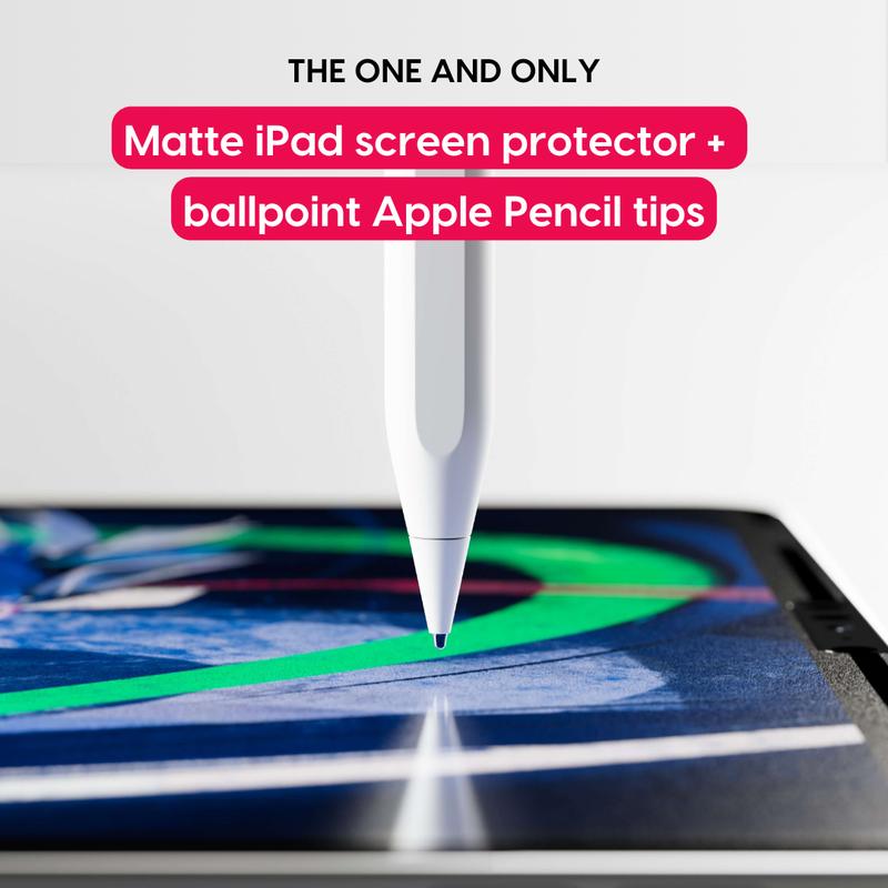 Rock Paper Pencil   Matte iPad Screen Protector + Apple Pencil Tips Computer Cover