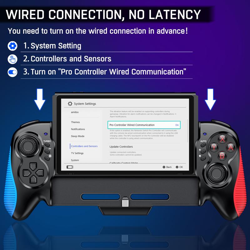 (NOT Including Switch Console)Switch Controllers, Switch Controller One Piece Handheld Joy Pad Replacement for Switch Pro Controller Gamepad, Switch Controllers Remote Suitable for Big Hand Players with Adjustable TURBO Function