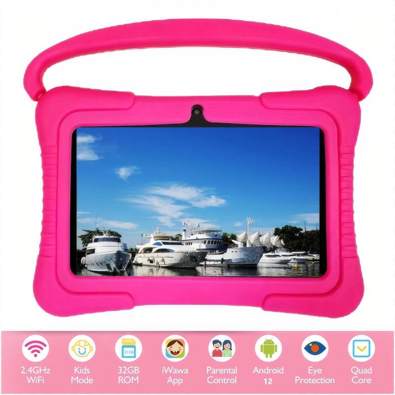 7 Inch Tablet, Android 12 2GB RAM 32GB ROM Tablet with Shockproof Case, Parental Control Tablet, Educational Tablet for Boys & Girls