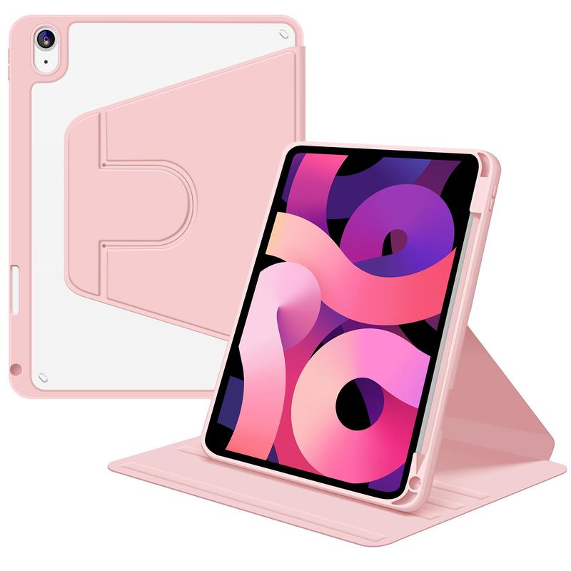 Spring Rotating PU Leather Tablet Case for Summer, Transparent Shell Shockproof Tablet Protective Cover, Tablet & Computer Accessories for iPad 10.9 11inch-for iPad Air4 5 & iPad Pro1 2 3 4 5 6