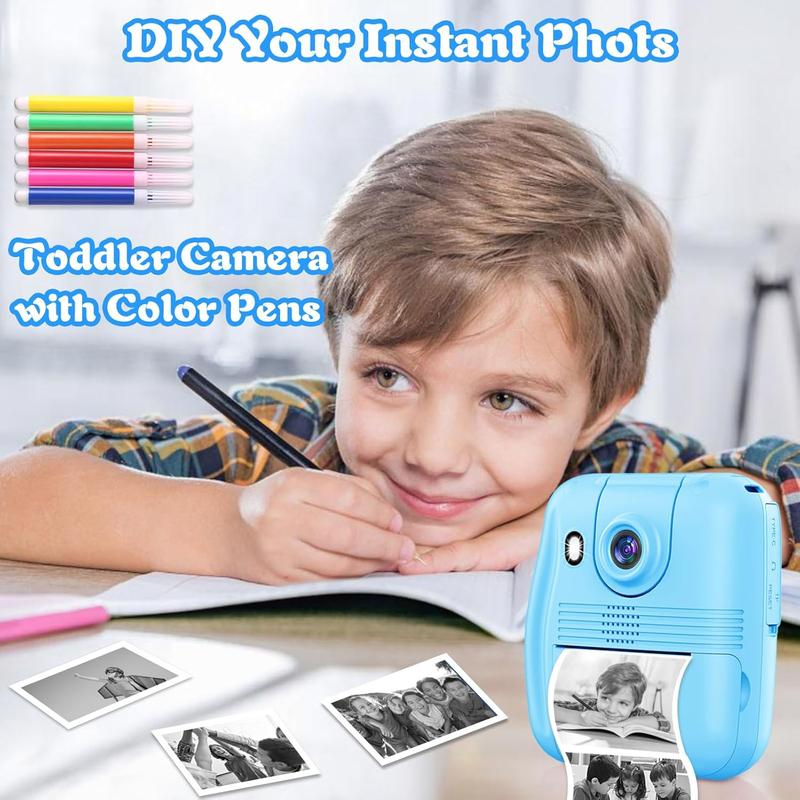 Instant Print Camera for  1080P Digital Camera, Selfie Video Phone Connected Ideal Gift Boys Girls 3-12 with 32G TF Card, Toys Gifts for Girls Boys Christmas Birthday Holiday (Blue)