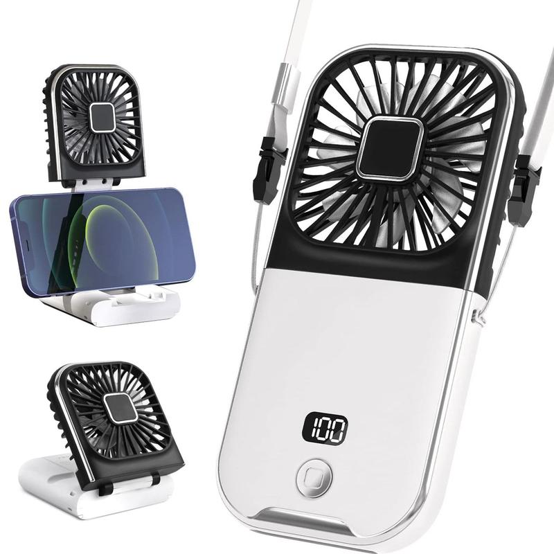 Portable Mini Fan with Phone Holder, USB Rechargeable Digital Display Fan with Power Bank Function, Foldable Personal Handheld Fan for Travel Outdoor Driving Office