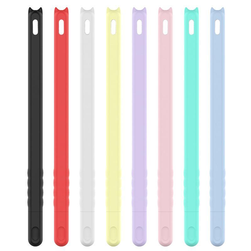Silicone Capacitive Pen Case with 2 Pen Cap, Cute Cat Ear Design Soft Protective Cover, Tablet Accessories for Apple Pencil 2
