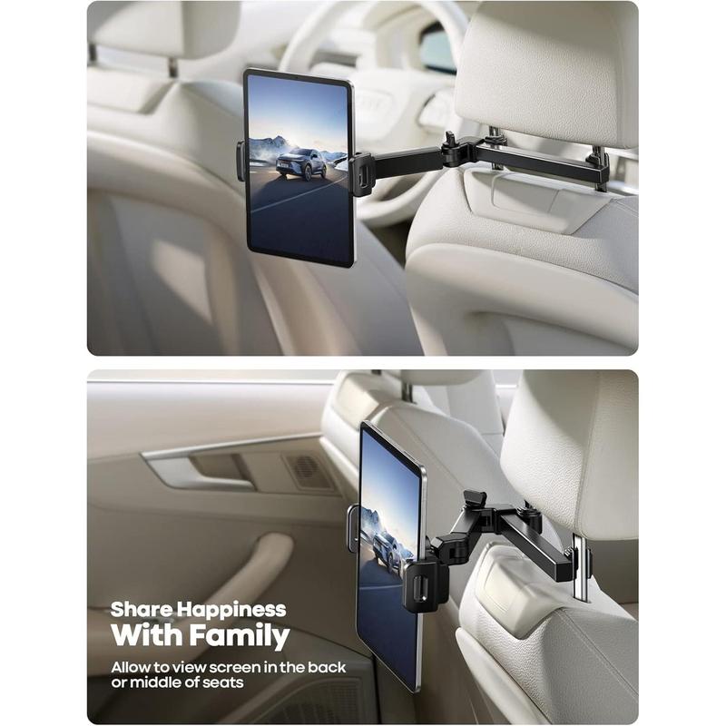 Car Headrest Tablet Holder - [3 in 1 Extension Arm] Adjustable Tablet Car Mount for Back Seat, for 4.7-11