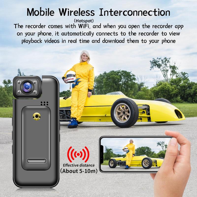 4K Body Camera (1 Count), WiFi Hotspot Wireless Portable Action Camera, Sports Camera with 180° Rotation Lens & Color Screen for Outdoor