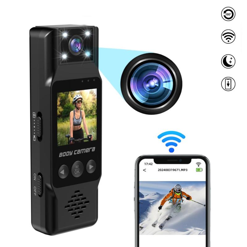 4K Portable Sports Vlogging Camera, Wearable Action Recording Camera with 1.3'' LCD Display & 180 Degree Rotation Lens, Wireless WiFi Hotspot Body Cam for Outdoor Sport