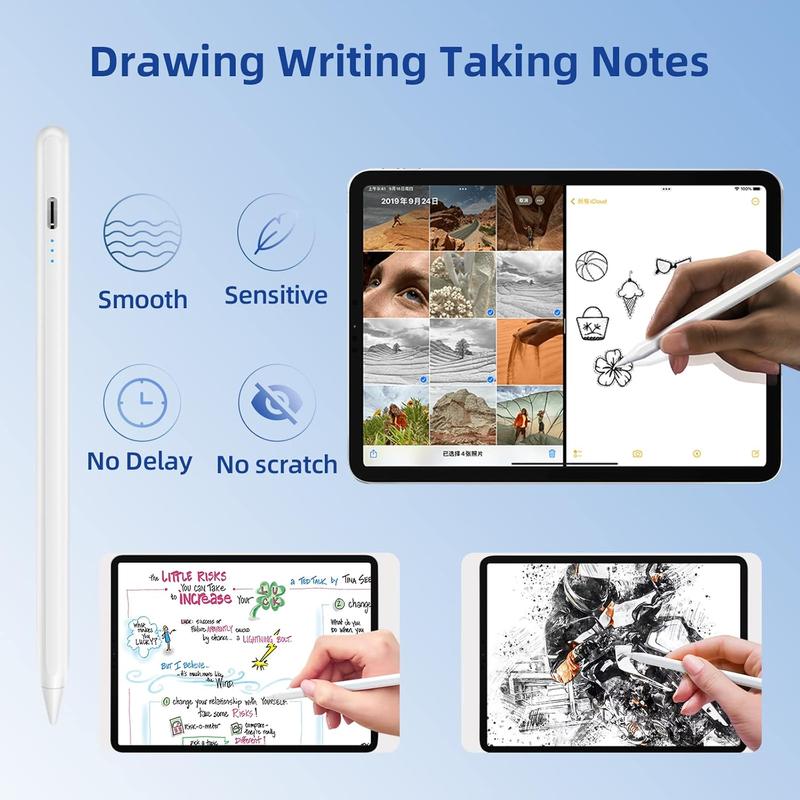 Apple Pencil for iPad 6-10,iPad Pencil 2nd Generation,13 mins Fast Charge,with Palm Rejection Tilt Sensitive ,Compatible with 2018-2024 Apple iPad Pro 11 12.9inch,iPad Air 3 4 5,iPad Mini 5 6 Gen-white Stylus