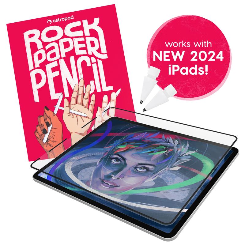 Rock Paper Pencil   Matte iPad Screen Protector + Apple Pencil Tips Computer Cover