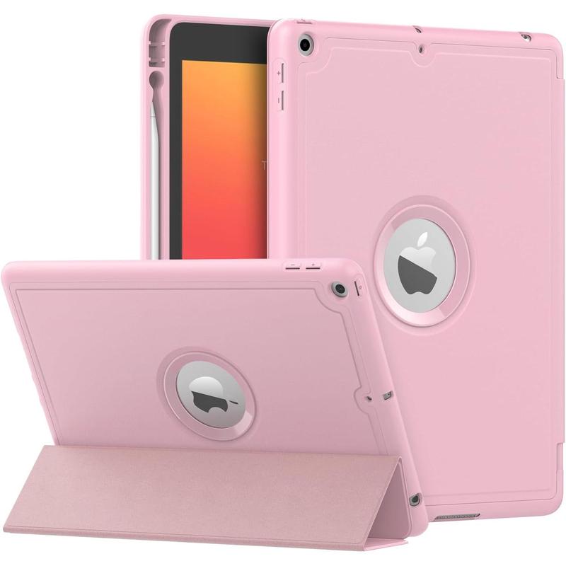 Case for iPad 9th Generation    iPad 8th Generation    iPad 7th Generation 2019 with Pen Holder, iPad 10.2 Case with Soft TPU Back Stand Cover, to Wake Sleep, Light Pink,light, Comfort,Easy to operate