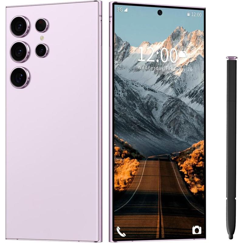 Limited Time Offer New I24 Ultra Unlocked Phone 6+256GB, Built-in Pen Phone, Smartphone Battery 6800mAh 6.82 Inch HD Screen, Android 13.0 with 128GB Memory Card Phone, Face ID 5G Fingerprint Lock GPS (Purple, 6+ 256)