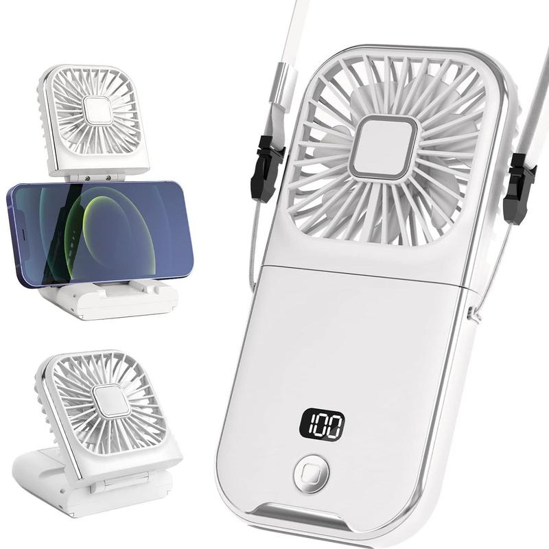 Portable Mini Fan with Phone Holder, USB Rechargeable Digital Display Fan with Power Bank Function, Foldable Personal Handheld Fan for Travel Outdoor Driving Office