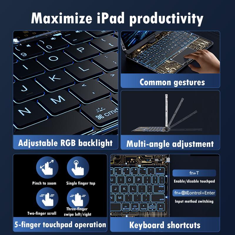 NAIDUN Latest 360 Swivel Keyboard with tranparent case for iPad Tablet Accessories ipad case tablet wireless