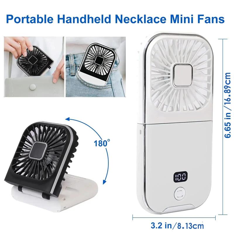 Portable Mini Fan with Phone Holder, USB Rechargeable Digital Display Fan with Power Bank Function, Foldable Personal Handheld Fan for Travel Outdoor Driving Office