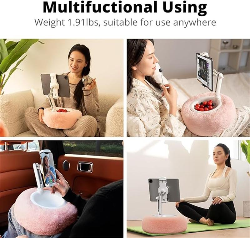 Tablet Pillow Stand for Reading, Adjustable Tablet Pillow Stand for Lap with Detachable Bowl, Fits 4.7