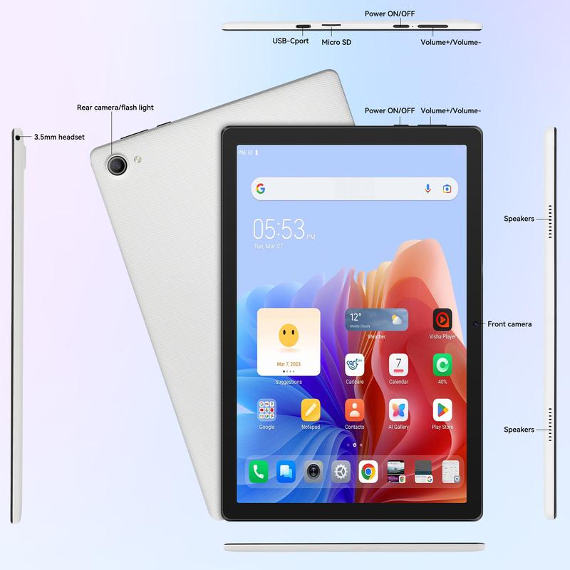 AEEZO Optional 7 inch Mini  10.1 Inch Tablet 10.1 inch Tablet Set,Android 14 13, Octa Quad Core 32GB 64GB ROM, WiFi 6G, 5MP+8MP Camera, 5000mAh, 1280x800 IPS Display (keyboard, Mouse are optional)