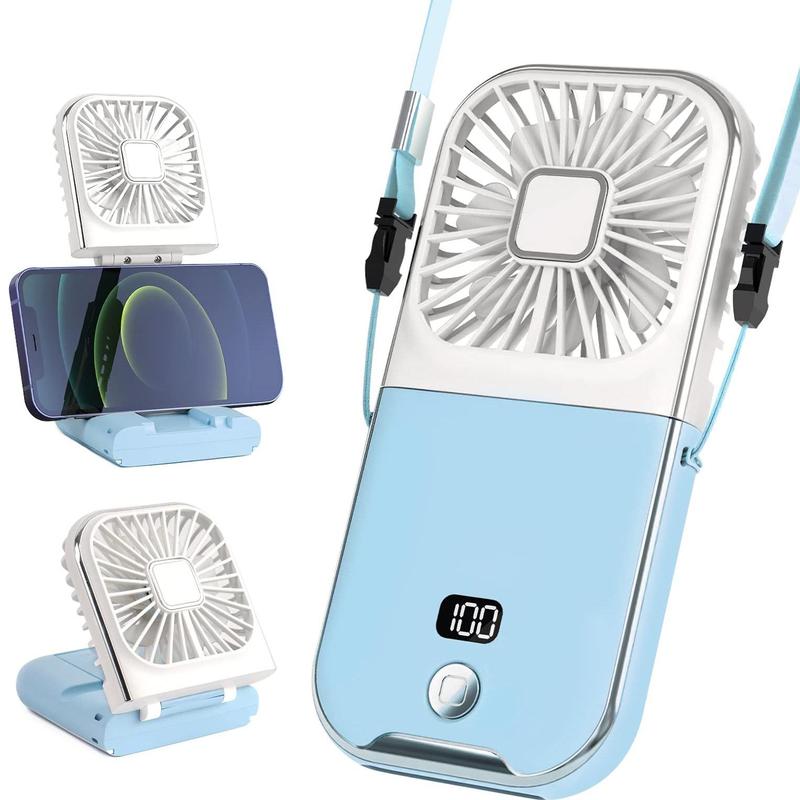 Portable Mini Fan with Phone Holder, USB Rechargeable Digital Display Fan with Power Bank Function, Foldable Personal Handheld Fan for Travel Outdoor Driving Office