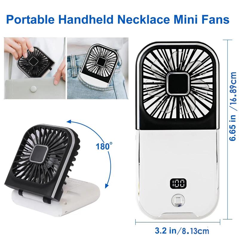 Portable Mini Fan with Phone Holder, USB Rechargeable Digital Display Fan with Power Bank Function, Foldable Personal Handheld Fan for Travel Outdoor Driving Office