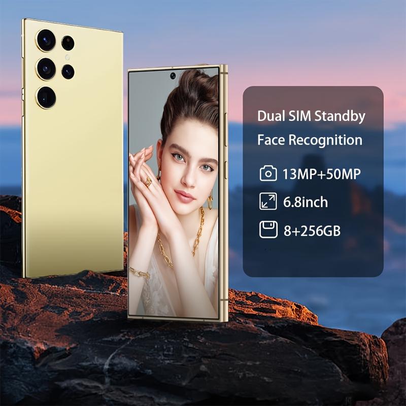 Limited time offer on new S24 Ultra 4G unlocked Android 13 smartphone, 6.8-inch LCD display, 13MP+50MP dual cameras, 6800mAh battery, dual SIM cards, GPS, built-in stylus, USB Type C, 9:16 aspect ratio, Expandable memory, face recognition, Wi-Fi, 4G conne