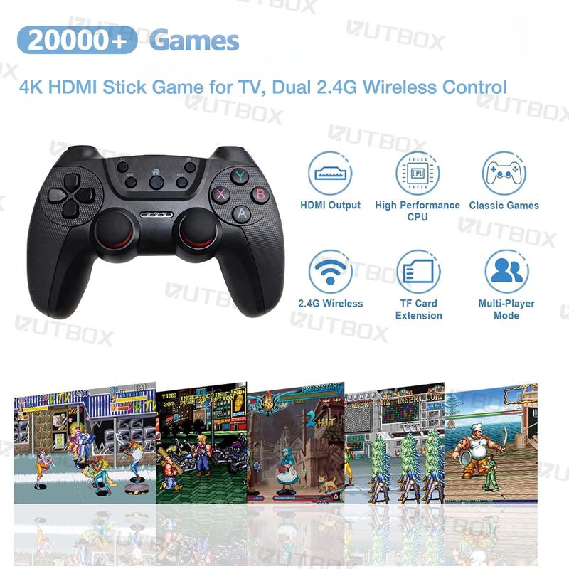 20000+ Games Wireless Retro Game 4K HDMl Output Retro Video GameConsole - Plug and Play Video Games.Retro Game Stick 4K Game StickBuilt in 64G Cards