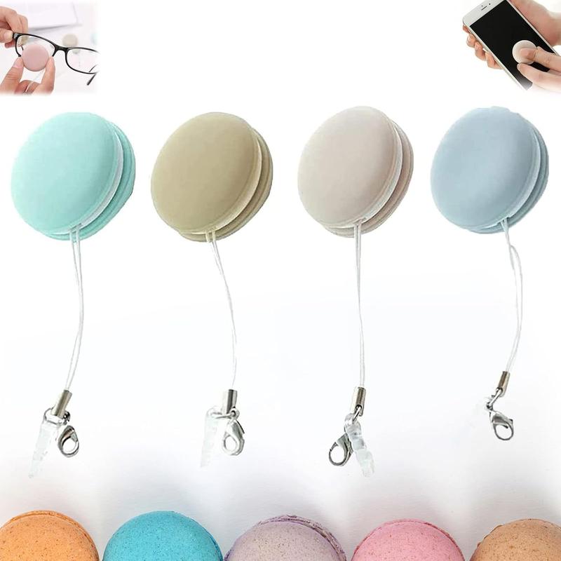 4PCS Macaron Mobile Phone Screen Cleaning, 2024 New Macaron Mobile Phone Screen Wipe, Mobile Phone Screen Wipe Pendant, Macaron Mobile Phone Screen Cleaning Ball