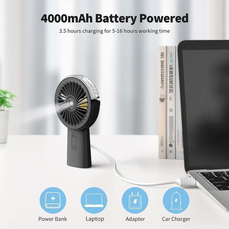 BUBPUP USB Rechargeable Handheld Misting Fan, Adjustable Portable Misting Fan, Personal Cooling Water Spray Fan for Men Women Travel Home Outdoor