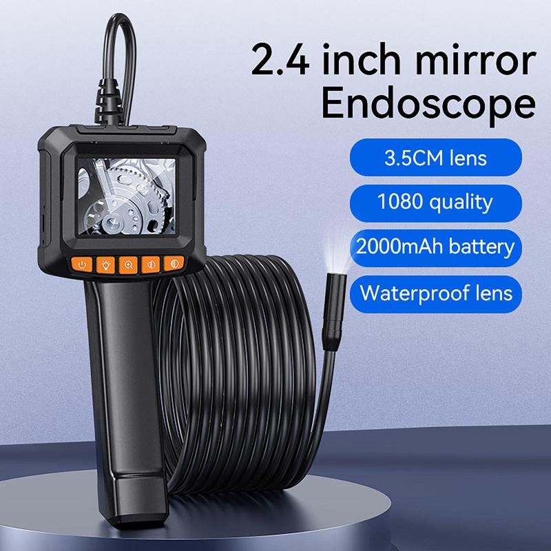 Professional Industrial Endoscope, Waterproof Endoscope Camera with Light, 1080P HD Inspection Camera, Snake Camera with Semi-rigid Cord, Measuring Tools