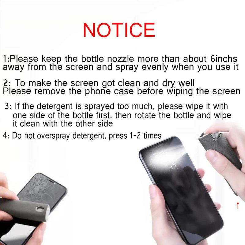 Portable Screen Cleaner, Reusable Screen Cleaning Tool, Spray & Wipe 2 in 1 Screen Cleaner, Suitable for Phone, Tablet, Laptop, Computer Screen