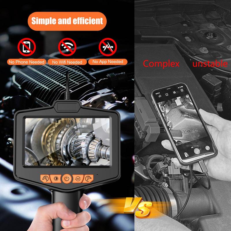 HD Industrial Endoscope Tools, 4.3 Inch IPS Screen 1080P Lens Waterproof Handheld Endoscope Camera Tool, Suitable for Home, Pipeline, Workshop, Car Inspection Tool, Car Accessories