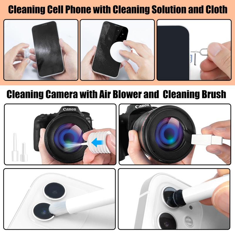 Laptop Phone Screen Cleaner Kit, 20-in-1 Computer Keyboard Brush Cleaning Spray for iPhone AirPods MacBook iPad, Electronic Device Clean Tool for Camera PC Monitor Earbud Headphone TV Tablet