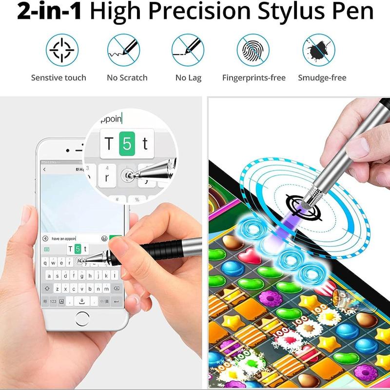 2 in 1 Stylus Pen, High Precision & Sensitivity Stylus Pen, Tablet & Computer Accessories Compatible with iPhone iPad Android Tablets