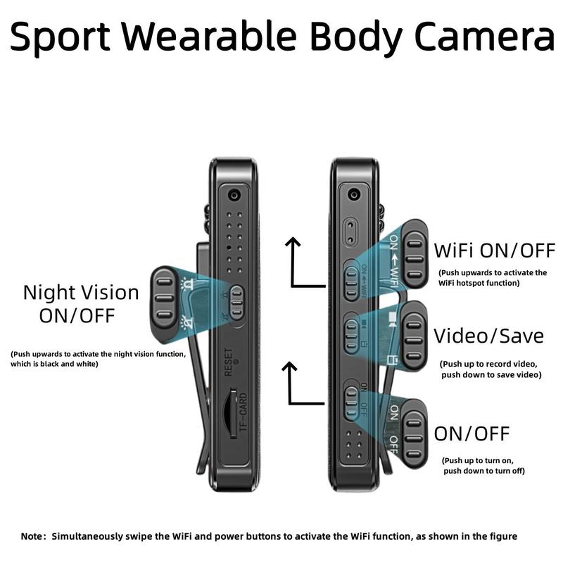 Wireless 1080P Vlog Body Camera, Wearable Body Cam with Night-Vision & 180° Rotation Lens, Vlogging Camera, Portable Sport DV Camcorder for Outdoor Sport Skiing Cycling Hiking